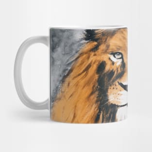 Wild lion grey black space and stars Mug